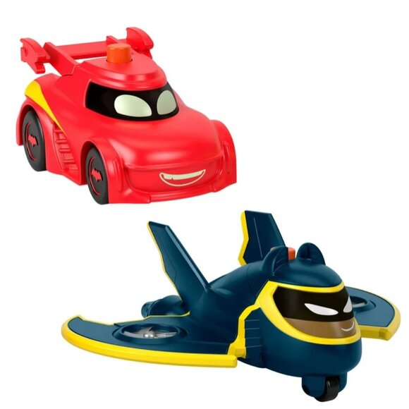 FISHER-PRICE DC Batwheels Light-Up Toy Cars 2-Pack, Redbird and Batwing -NEW - Picture 2 of 6